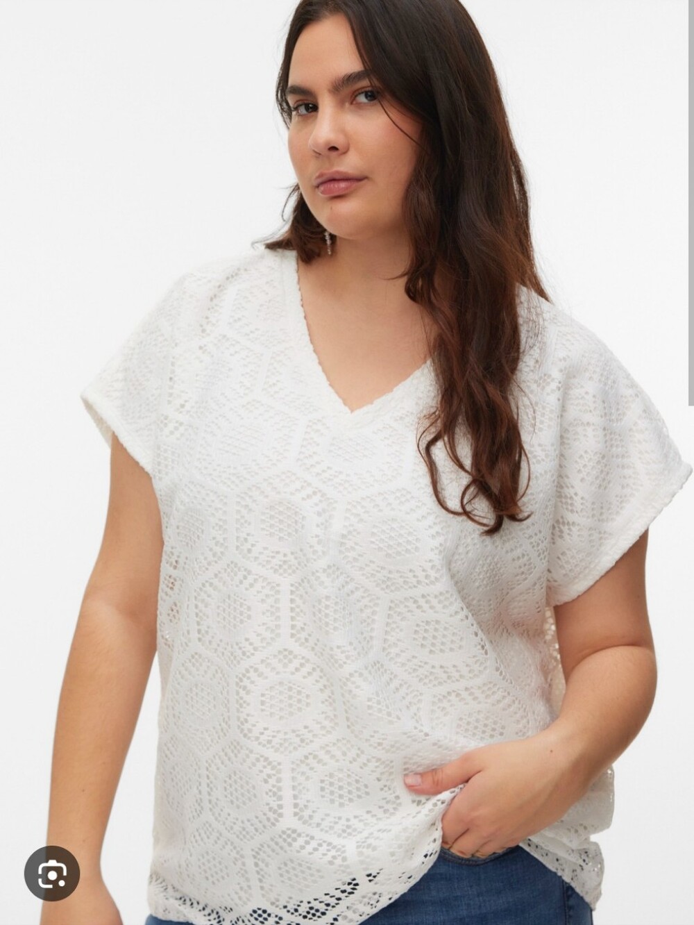 VERO MODA VMciris Crochet V-neck T-shirt- 1X